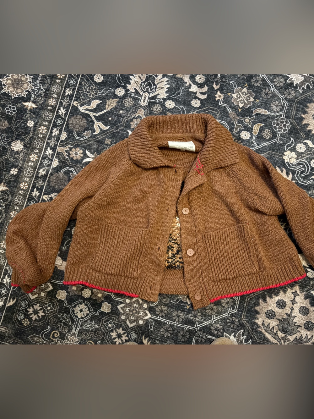 Anthropologie Pilcro Dachshund Jesse Dog Icon Cardigan Sweater Brown Size S - Picture 4 of 4